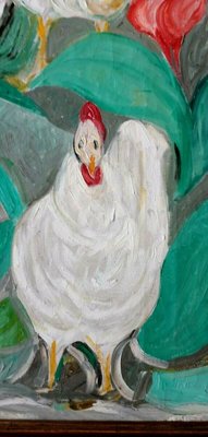 Hens Painting by Giuseppe Cesetti, 1960s-FIP-778639