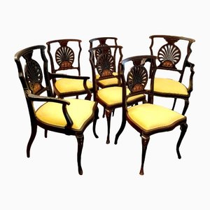 Hepplewhite Anthemium Back Dining Chairs, Set of 6-EAI-1192230