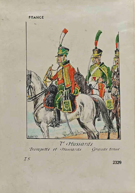 Herbert Knotel, 7e Hussards, Drawing, 1940s