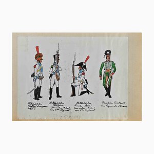 Herbert Knotel, Dutch and Spanish Soldiers, Original Ink & Watercolor Drawing, 1940s-ZCI-1310279