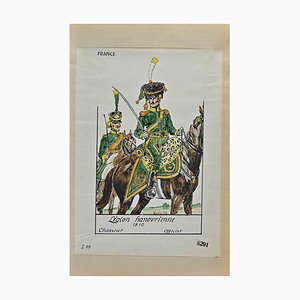 Herbert Knotel, Legion Hanovrienne, Original Ink & Watercolor Drawing, 1940s-ZCI-1310291