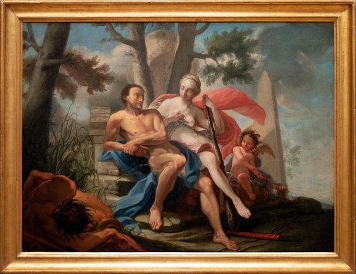 Hercules and Omphale - Oil Painting On Canvas - 18th-Century-ZCI-870588