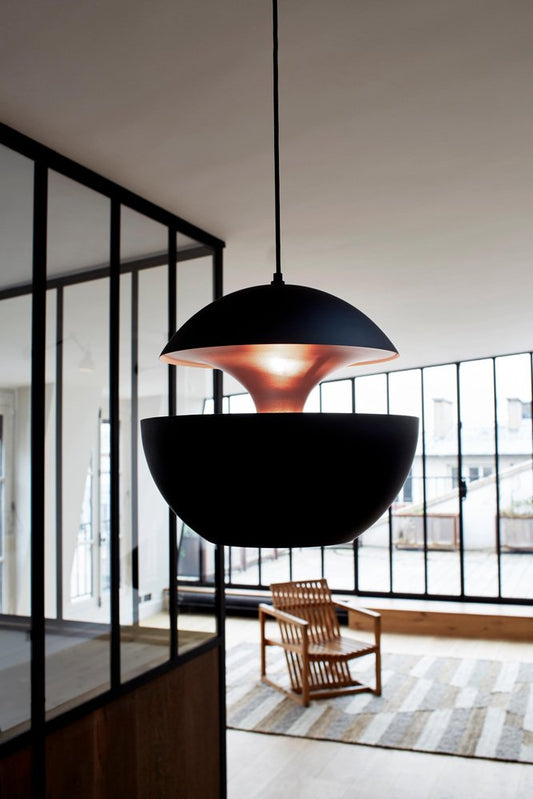 Here Comes the Sun Pendant Lamp in Black and Copper by Bertrand Balas