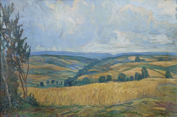 Hermann Paschold, Hilly Landscape, 20th-century, Oil on Canvas-BGS-1077976