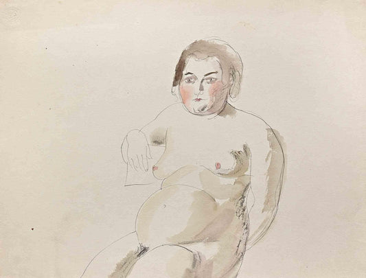 Hermann Paul, Nude of Woman, Drawing, Early 20th Century