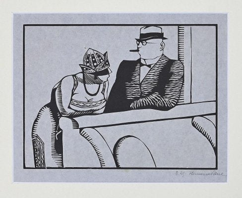 Hermann Paul, The Conversation, Woodcut, 1920s-ZCI-1788483