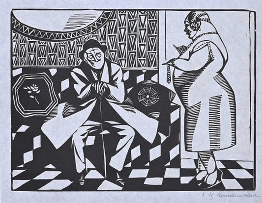 Hermann Paul, The Wait, Woodcut Print, 1925