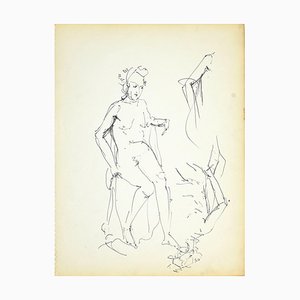 Herta Hausmann, Female Nudity 1, Black Marker Pen on Paper, 1950s-ZCI-905048