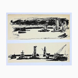 Herta Hausmann, In the Port, China Ink, Mid-20th Century-ZCI-871082