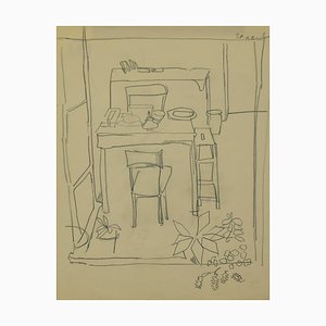 Herta Hausmann, The Dining Table, Pencil Drawing, Mid-20th Century-ZCI-880408