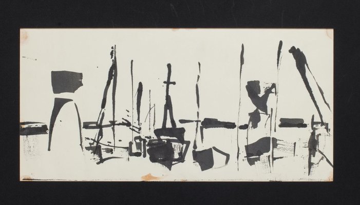 Herta Hausmann, View of a Port, Original Ink Drawing, Mid-20th Century-ZCI-808392