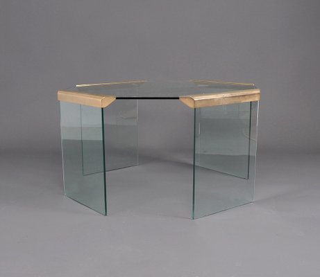 Hexagon Glass and Brass Coffee Table from Gallotti & Radice, 1970s-SN-1724949