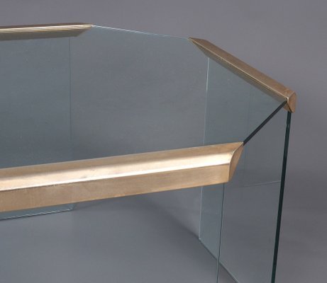 Hexagon Glass and Brass Coffee Table from Gallotti & Radice, 1970s-SN-1724949