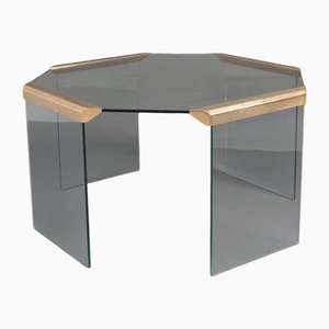 Hexagon Glass and Brass Coffee Table from Gallotti & Radice, 1970s-SN-1724949