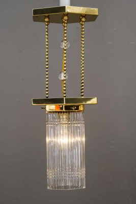 Hexagonal Art Deco Pendant Lamp with Original Glass Shade, 1920s-SPD-947364