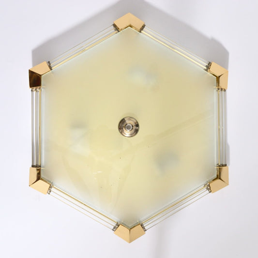 Hexagonal Glass Rod Flush Mount from Honsel, 1980s