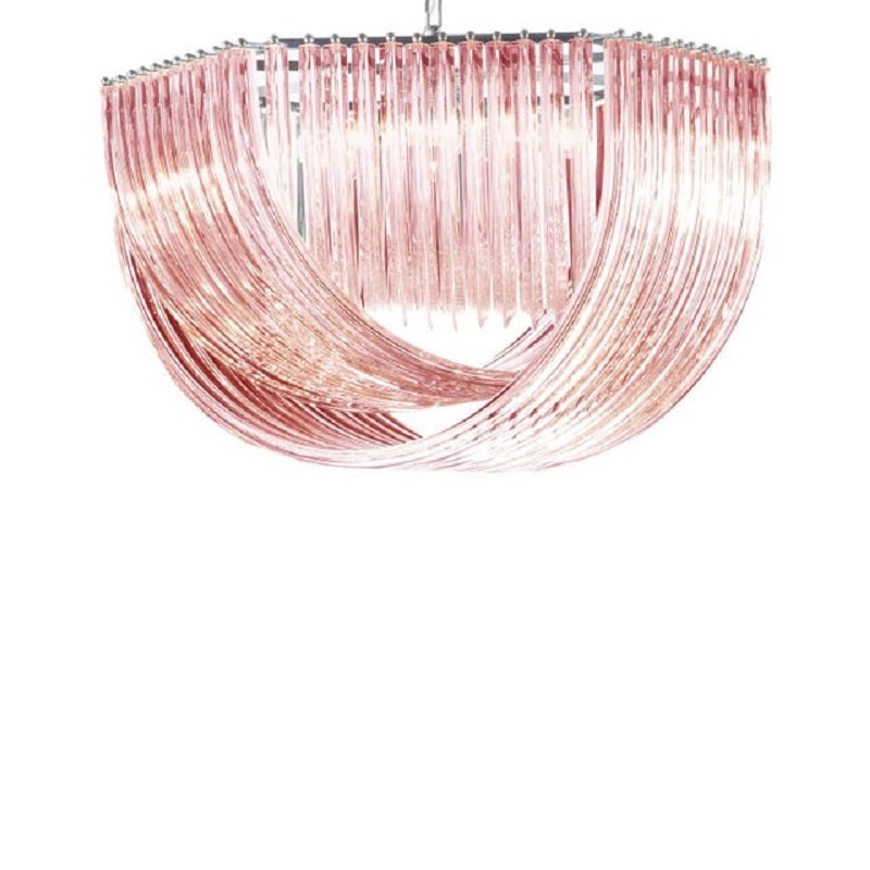 Hexagonal Pink Bundled Triedro Murano Glass Chandelier by Simong