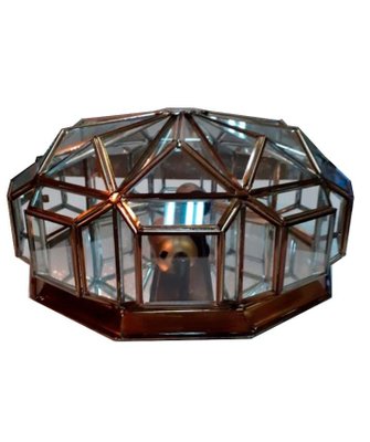 Hexagonal-Shaped Ceiling Light in Brass & Crystals-TCS-1058870