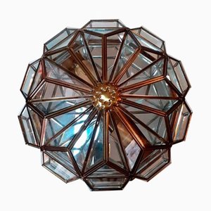 Hexagonal-Shaped Ceiling Light in Brass & Crystals-TCS-1058870