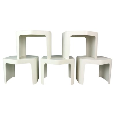 Hexagonal Side Tables attributed to Peter Ghyzcy for Form + Life Collection, 1970s, Set of 5-DT-2026303