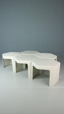 Hexagonal Side Tables attributed to Peter Ghyzcy for Form + Life Collection, 1970s, Set of 5-DT-2026303