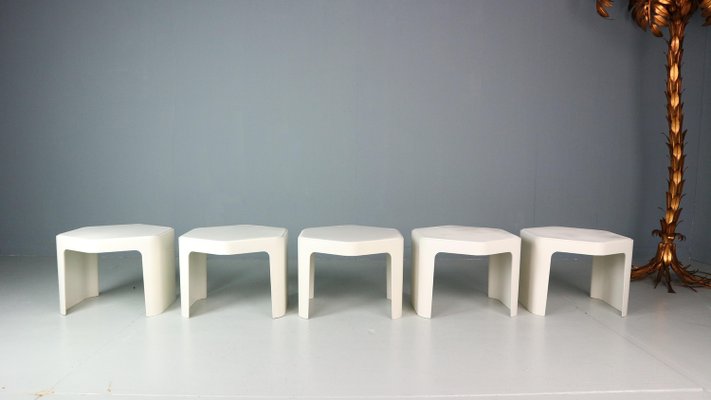 Hexagonal Side Tables attributed to Peter Ghyzcy for Form + Life Collection, 1970s, Set of 5-DT-2026303