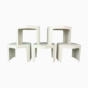 Hexagonal Side Tables attributed to Peter Ghyzcy for Form + Life Collection, 1970s, Set of 5-DT-2026303