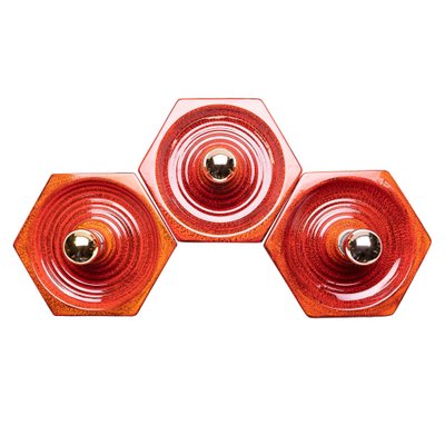 Hexagonal Wall Lamp in Red Orange Ceramic from Hustadt Germany, 1970s-QBR-1760301