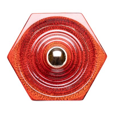 Hexagonal Wall Lamp in Red Orange Ceramic from Hustadt Germany, 1970s-QBR-1760301