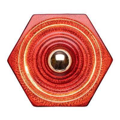 Hexagonal Wall Lamp in Red Orange Ceramic from Hustadt Germany, 1970s-QBR-1760301