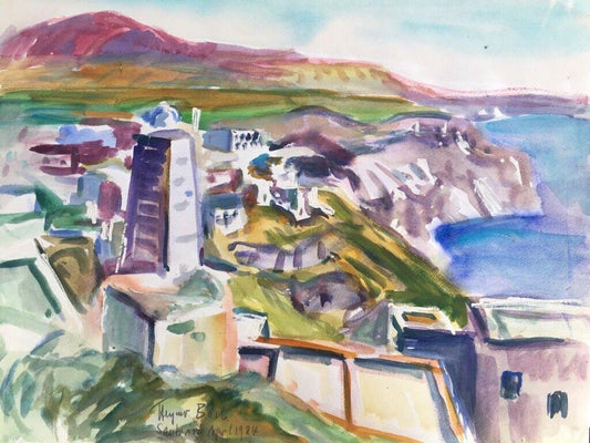 Heymo Bach, Santorin Kykladen Thira, 1984, Watercolor