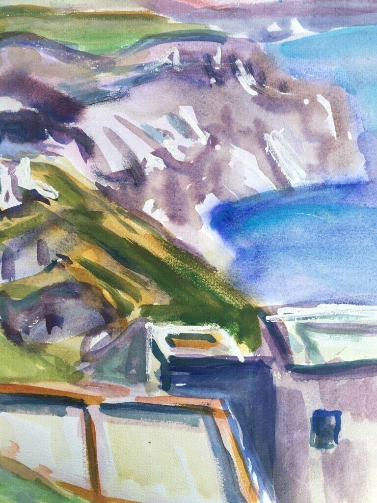 Heymo Bach, Santorin Kykladen Thira, 1984, Watercolor