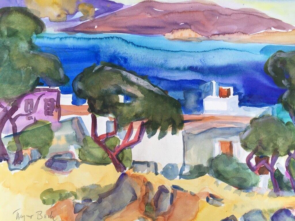 Heymo Bach, St. Nicolas Bay Crete, 1994-1997, Watercolor