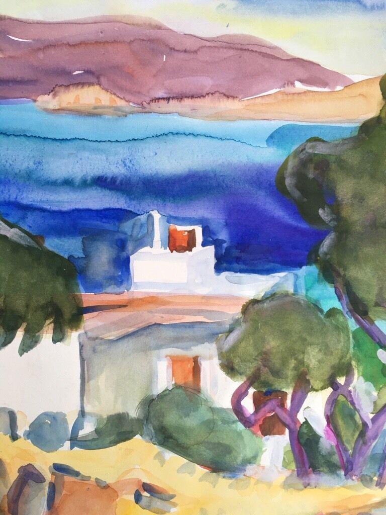 Heymo Bach, St. Nicolas Bay Crete, 1994-1997, Watercolor