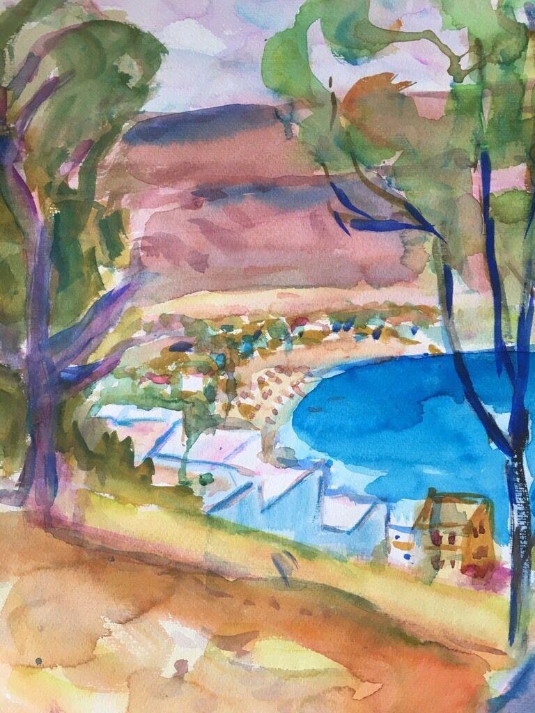 Heymo Bach, Watercolor, Lindos on Rhodes, 2005