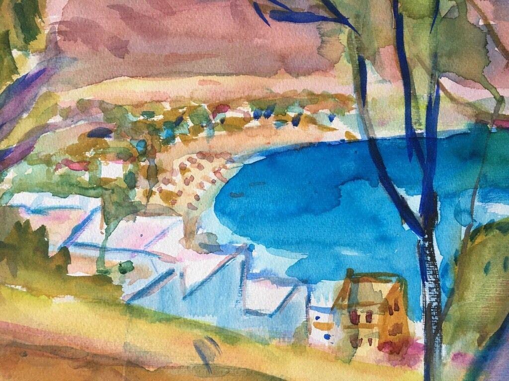 Heymo Bach, Watercolor, Lindos on Rhodes, 2005