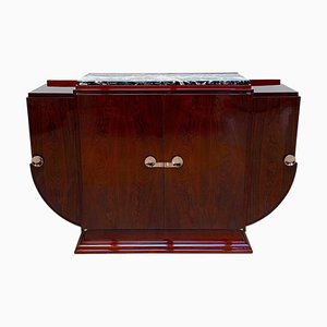 High Art Deco Sideboard in Rosewood Veneer, Nickel & Marble, France,1930-NNB-997056