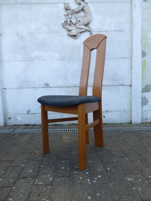 High Back Blond Oak Wooden Chairs, 1980s, Set of 6-AWL-1175325