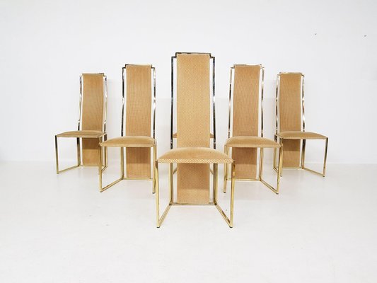 High Back Dining Chairs by Alain Delon, France, 1980s, Set of 5-ZO-633395