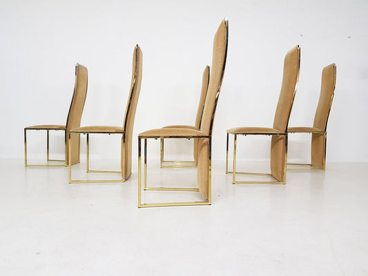 High Back Dining Chairs by Alain Delon, France, 1980s, Set of 5