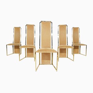 High Back Dining Chairs by Alain Delon, France, 1980s, Set of 5-ZO-633395