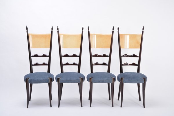 High Back Dining Chairs by Aldo Tura, 1970s, Set of 4-FN-796714