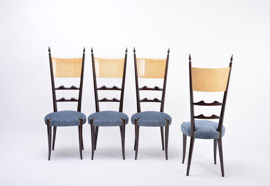 High Back Dining Chairs by Aldo Tura, 1970s, Set of 4