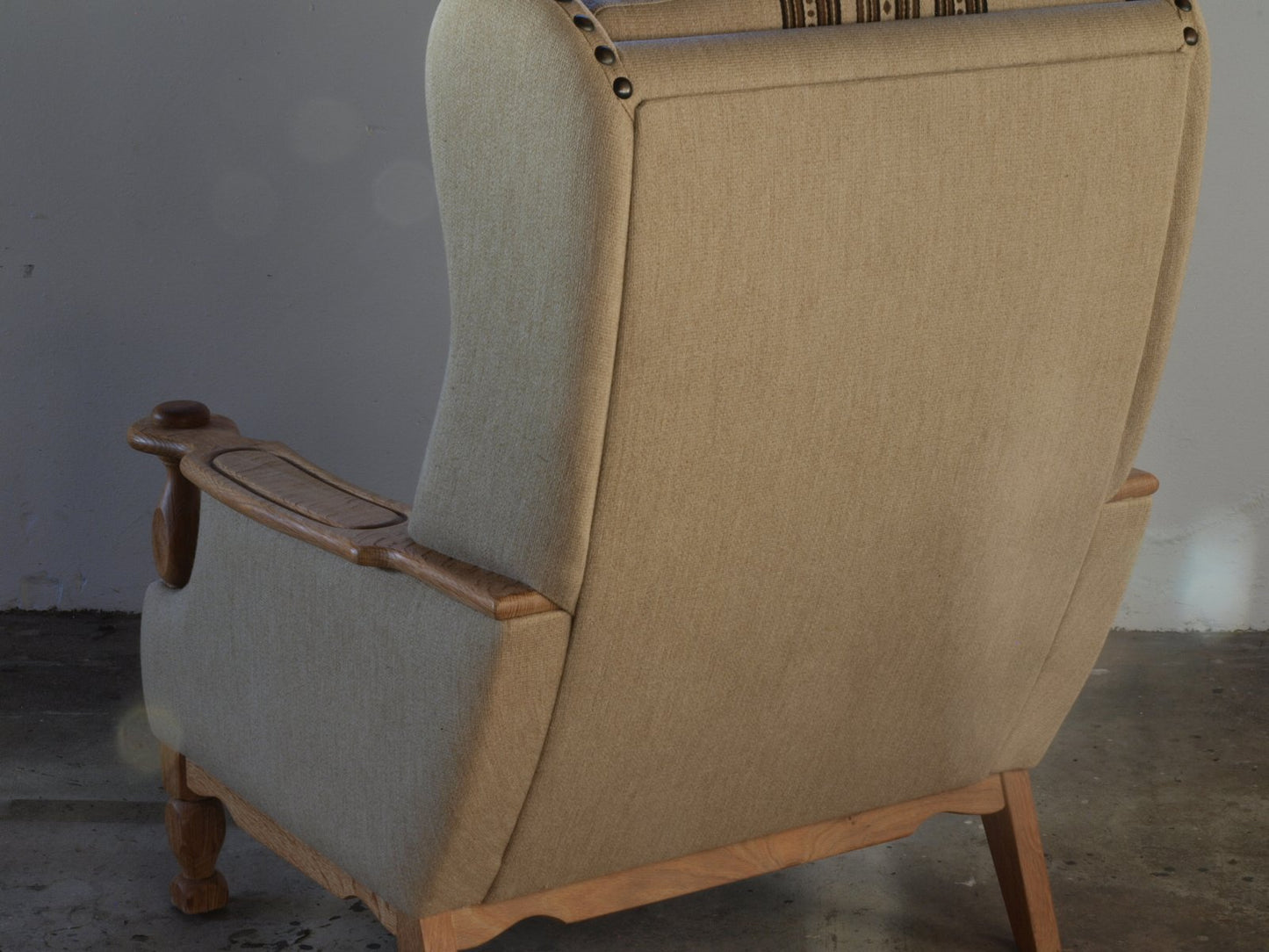 High Back Lounge Chair in Oak by Henning Kjærnulf, 1960s