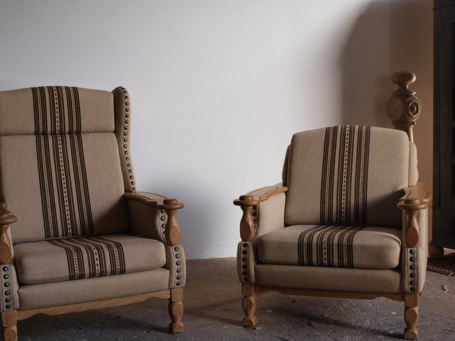 High Back Lounge Chair in Oak by Henning Kjærnulf, 1960s