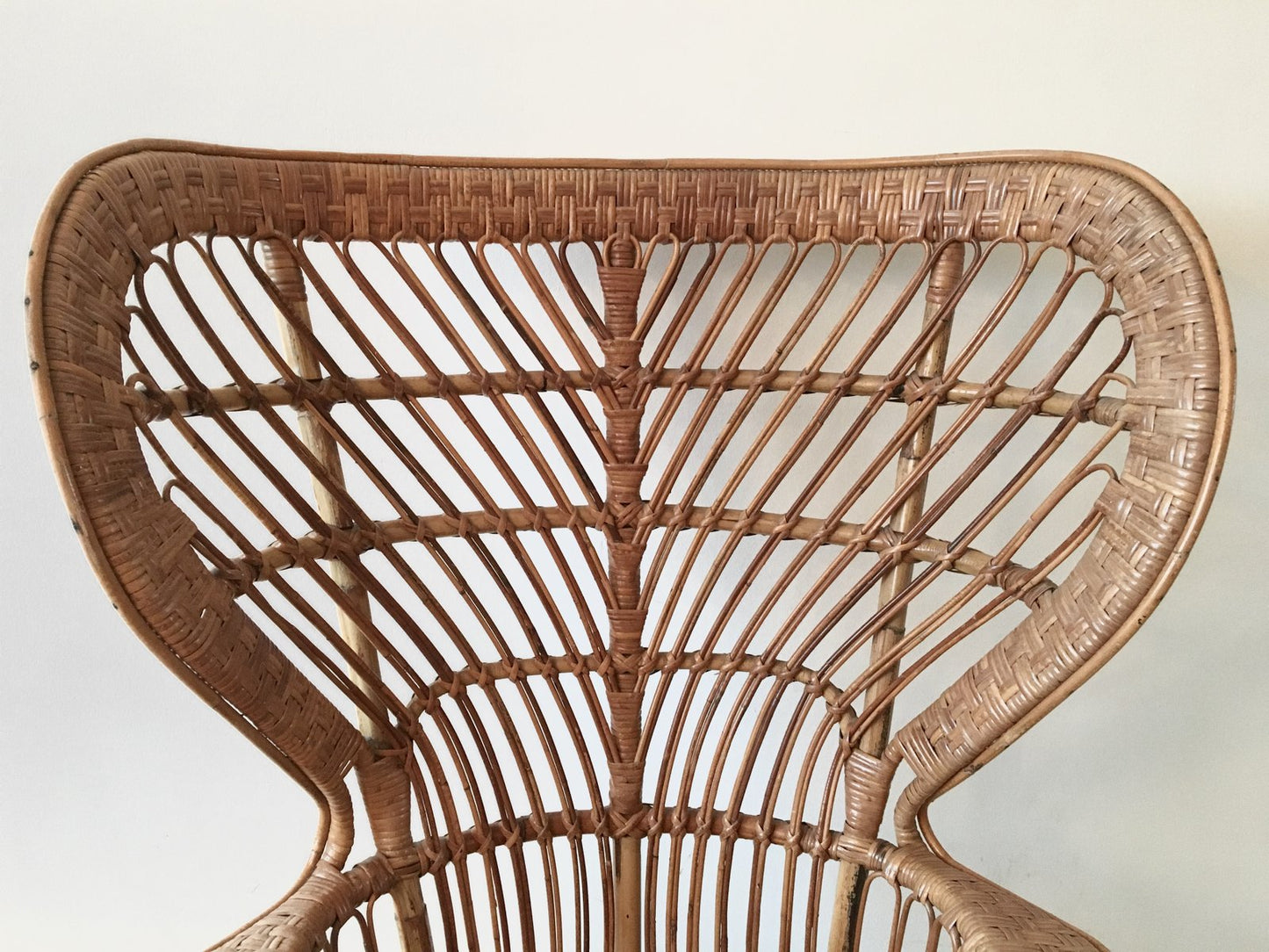 High Back Rattan Chair, 1940s