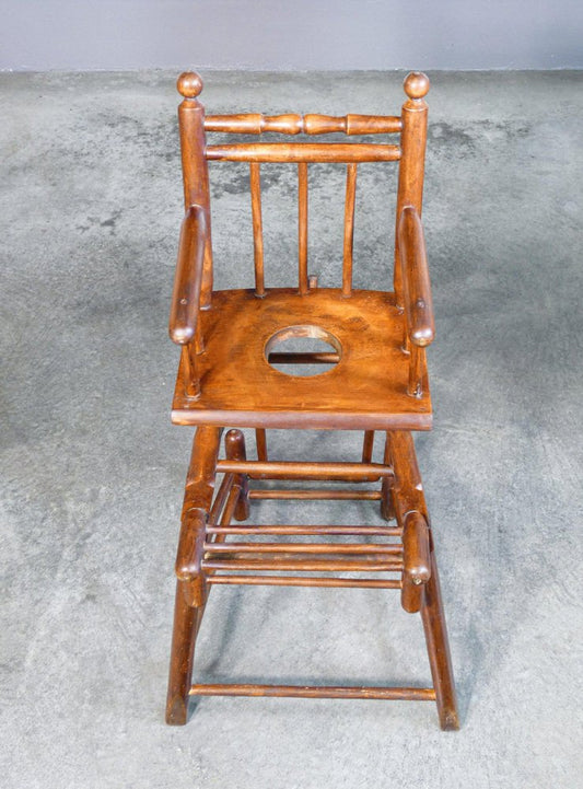 High Chair Childrens Potty in Walnut Wood