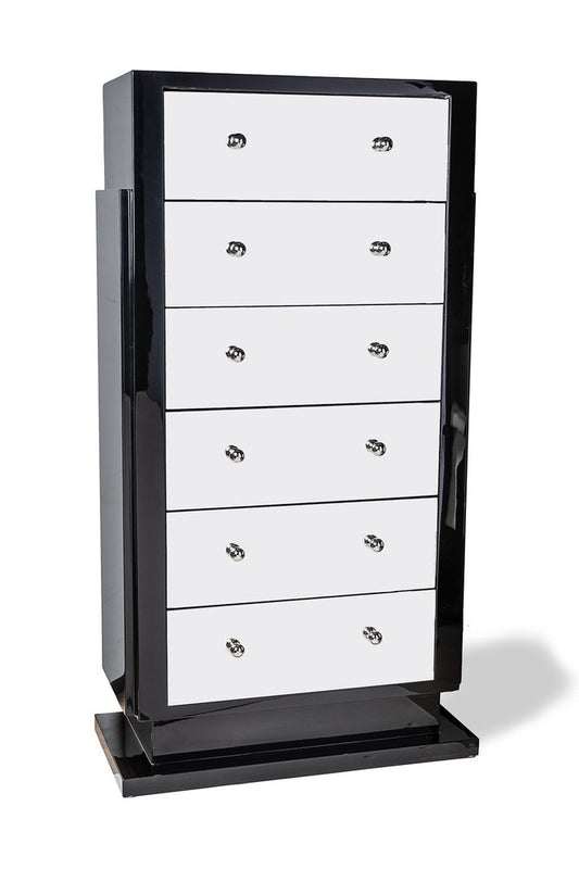 High Chest of Drawers in Black and White