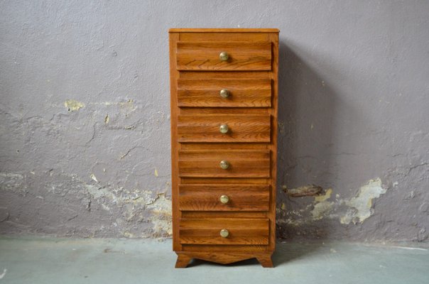 High Chest of Drawers with Compass Feet, 1950s-AIU-1450166