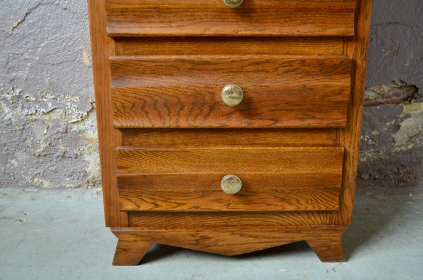 High Chest of Drawers with Compass Feet, 1950s-AIU-1450166